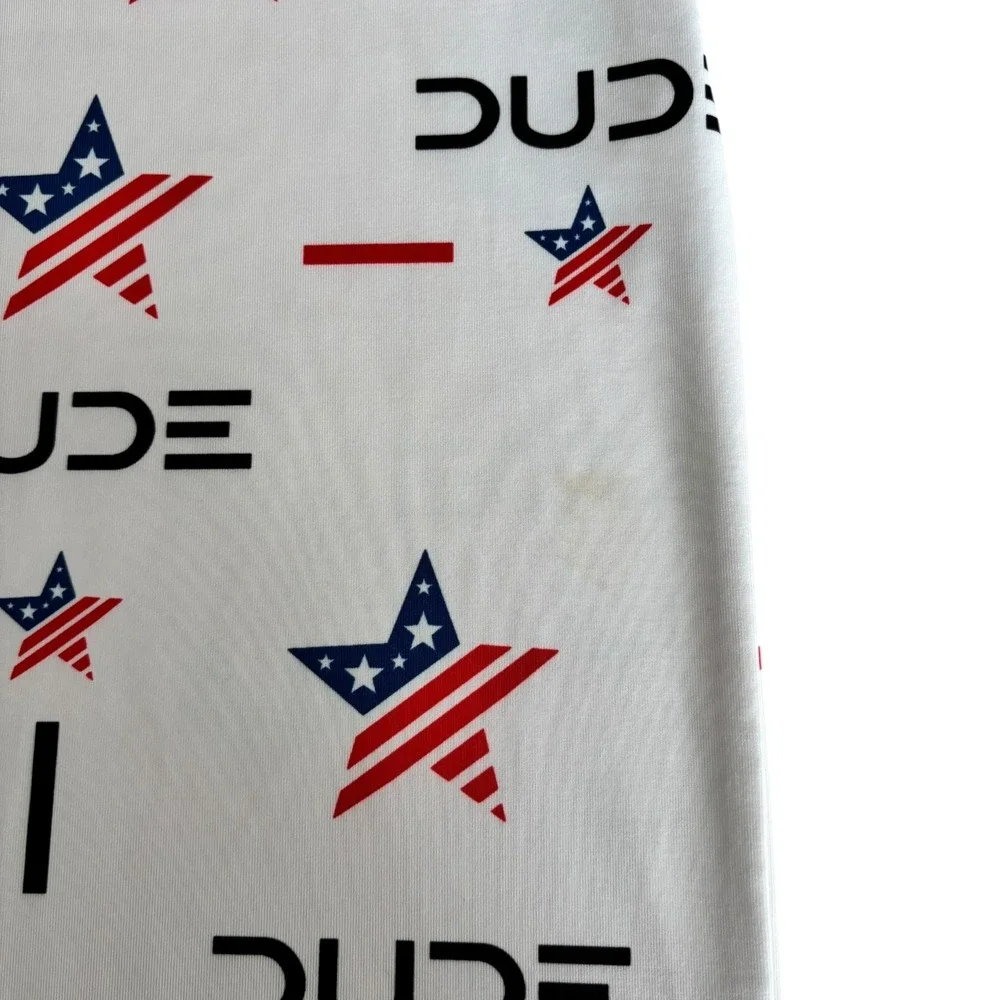 Waggle Performance Golf Polo Shirt Dude Wipes USA‎ Stars Mens L Stretch S/S read - Picture 6 of 10